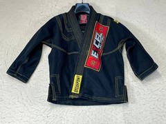 Breakpoint Size Kids K0 Jiu Jitsu kimono jacket top Only black 100% cotton