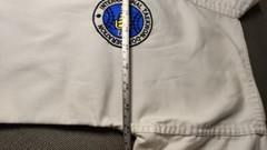 ITF TAEKWONDO UNIFORM SIZE 130 WHITE 2 BELTS- WHITE AND WHITE- YELLOW ZIP