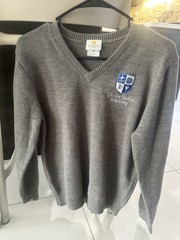 Divine Savior Academy V-neck Pullover Gray 100% Acrylic Low Pill School Sweater