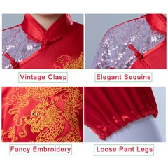 Traditional Chinese Kung Fu Uniform Martial Arts Suit Dragon Embroidery Outfit