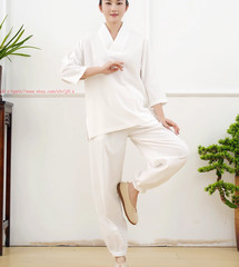 Women Men Meditation Monk uniform Chinese Style Lay Zen Kung Fu Tai Chi Suits