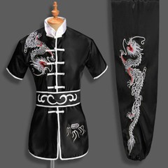 Silk Martial Arts Kung Fu Uniform Shaolin Wushu Suit Clothes Dragon Embroidery