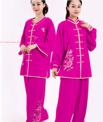 Women’s Cotton Linen Flower Tai Chi Uniform Suit Martial Arts Wing Chun Clothing