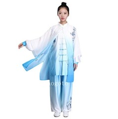 Blue and White Porcelain Chinese Tai Chi Kung Fu Uniform Martial Arts Wushu Taij
