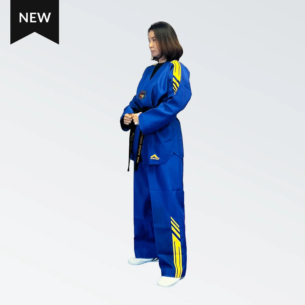 Martial Arts Uniform – Diamond Blue w/ Gold Stripe | Karate, Taekwondo, MMA