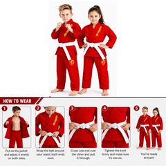 Children’s Red Brazilian Jiu-Jitsu Gi Kids BJJ Training Uniform Free Belt & Bag