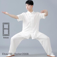 Linen Martial Arts Tai Chi Uniform Kung Fu Wingchun Suit Short Sleeves Outfit
