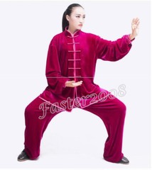 Chinese Velvet Wushu Kung Fu Taichi Uniform Martial Art Clothes Set Wing Chun