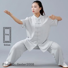 Linen Martial Arts Tai Chi Uniform Kung Fu Wingchun Suit Short Sleeves Outfit