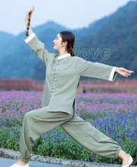 New Women Soft Cotton Linen Tai chi Uniform Kung fu Martial arts Wing Chun Suit