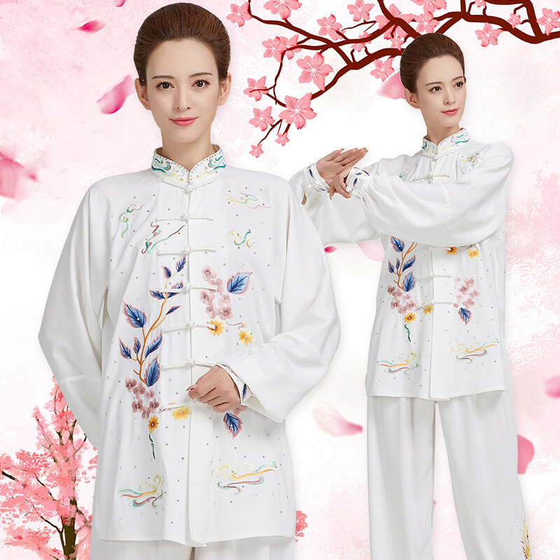 Women Tai Chi Clothes Embroidery Paste Drill Wushu Clothing Martial Art Uniform