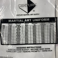 Century Martial Arts TKD Dobok Uniform Size 6 White Jacket Pants Belt New Sealed