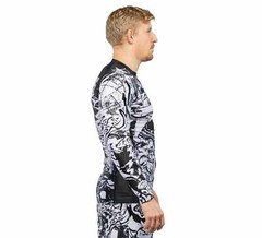 Fuji Fighting Spirit MMA BJJ Jiu Jitsu Long Sleeve LS Rashguard – Black/White