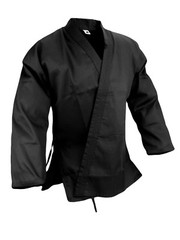 New Karate 7.5oz Black Uniform Gi w/White Belt, Size 9