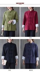 Chinese Cotton and Linen Shirt Jacket Women’s Large Size Yoga Top