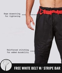 Thapur Sports Elite Brazilian Jiu Jitsu Gi – Black – 100% Cotton – Free Belt