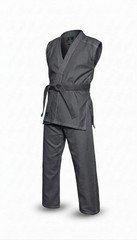 Sleeveless Grey Karate Gi Martial Arts Uniform Lightweight Training Suit & Belt