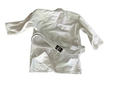 Fuji Kimono Kids Unisex Size 00 White Martial Arts Jiu Jitsu Shirt Top