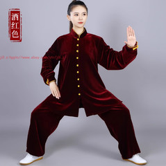 Fall Winter Unisex Tai chi Uniforms Warm Korean velvet Kung fu Martial arts Suit