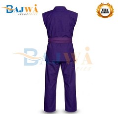 Sleeveless Purple Martial Arts Uniform with Belt Karate & Taekwondo Training Gi