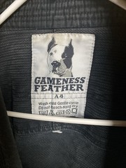 GAMENESS FEATHER Mens black A4 cotton black White logo open front jacket MMA