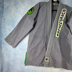 Renzo Gracie Jiu-Jitsu BJJ Gi Kimono Top Grey Green Pearl Weave A2 Fight Team
