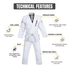 Brazilian Jiu Jitsu BJJ Gi Training Uniform with Belt For Man & Woman – White