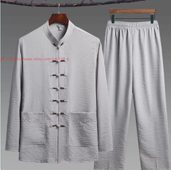 Kung Fu Uniform Men Chinese Traditional Tang Hanfu Martial Arts Tai Chi Suit Set