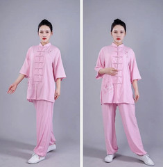 Summer Women Cotton Tai Chi Uniform Kung Fu Suit Martial Arts Wing Chun Clothes