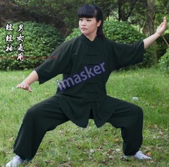 Unisex Cotton Blend Tai Chi Suit Summer martial arts Uniforms Kung Fu Clothing