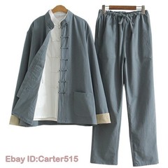 3pcs Traditional Chinese Linen Kung Fu Tai Chi Uniform Retro Plus Size Tang Suit
