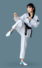 MOOTO BS 5 (Basic 5) Standard Taekwondo Uniform TKD WT Dobok [Black-Neck]