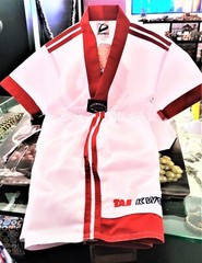 DINAMICS Martial Arts AN’S TAEKWONDO Shirt/SHORT Kids White/RED SET SIZE 000/120