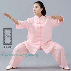 Linen Martial Arts Tai Chi Uniform Kung Fu Wingchun Suit Short Sleeves Outfit