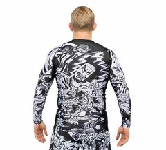 Fuji Fighting Spirit MMA BJJ Jiu Jitsu Long Sleeve LS Rashguard – Black/White