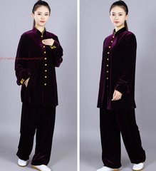 Fall Winter Unisex Tai chi Uniforms Warm Korean velvet Kung fu Martial arts Suit