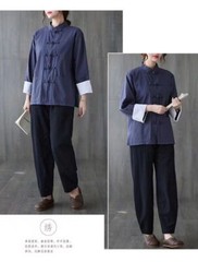 Chinese Cotton and Linen Shirt Jacket Women’s Large Size Yoga Top