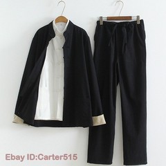 3pcs Traditional Chinese Linen Kung Fu Tai Chi Uniform Retro Plus Size Tang Suit