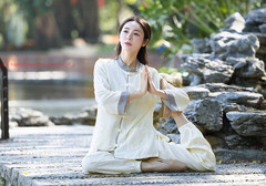 Womens Cotton Linen Kung Fu Tai Chi Uniform Martial Arts morning exercise Suit