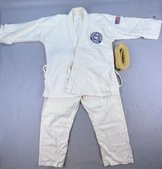 Vtg 70s Kim School Of Tae Kwon Do Double Weave Karate Dogi Shirt Belt & Pants