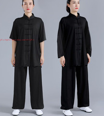 Spring Unisex Milk Silk Chinese Tai Chi Suit Morning Exercise Kung Fu Uniforms