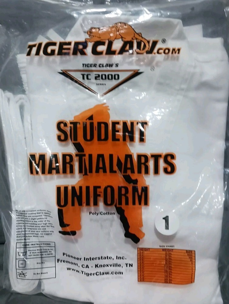 Tiger Claw Student Martial Arts Uniform TC 2000 Series Kids Size 1 /95 lbs 4′-9″