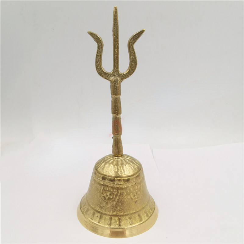 7.48″ Taoist Articles Trigeminal Bronze Bells Sanqing Taoist Ritual Bronze Bells