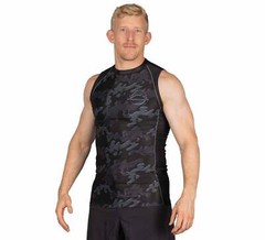 Fuji Combat Camo Sleeveless Sleeve Less MMA BJJ Jiu Jitsu Rashguard – Black