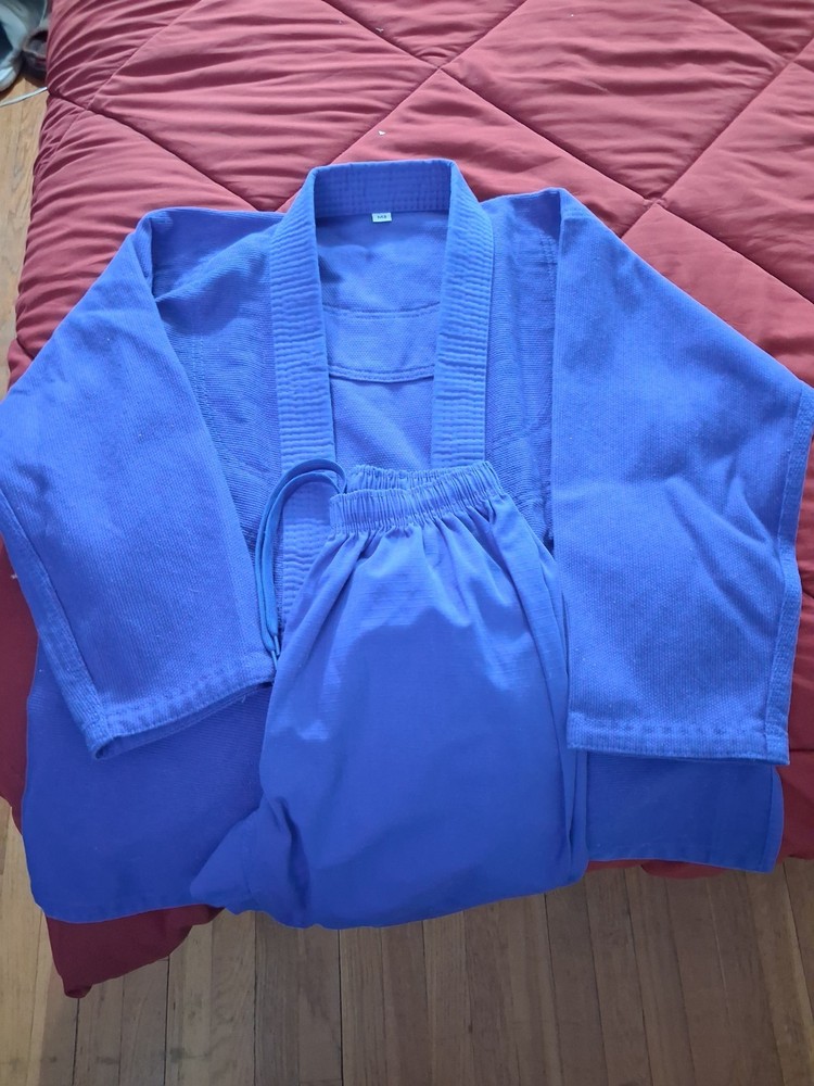 Kids Youth GI Brazilian Jiu-Jitsu Gi Kimono Top And Bottom Blue Size M3