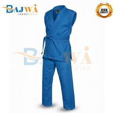 Blue Sleeveless Karate Gi Lightweight Martial Arts Training Uniform Adult