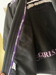 Fuji Sekai BJJ Gi Black Purple WC2 Jiu Jitsu Kimono Set Used