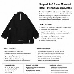 Shoyoroll A&P Ground Movement Kimono BJJ Gi Brazilian Jiu-Jitsu Gi Free Bag