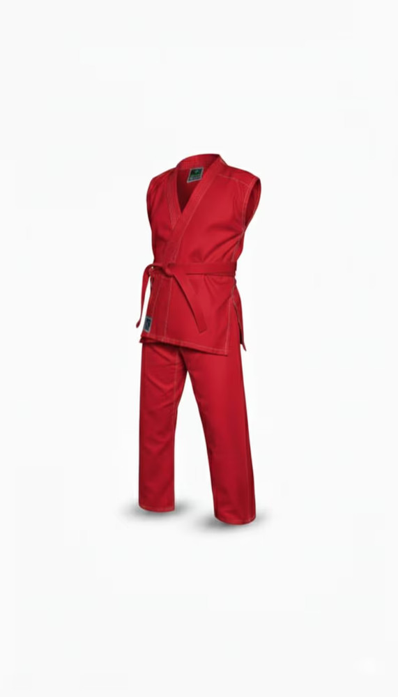 Red Sleeveless Karate Gi | Lightweight Martial Arts Uniform | With Free belt
