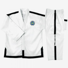 Martial Sports Traditional Taekwondo ITF Uniform Gi Whe/Blk Free Belt, Free Ship